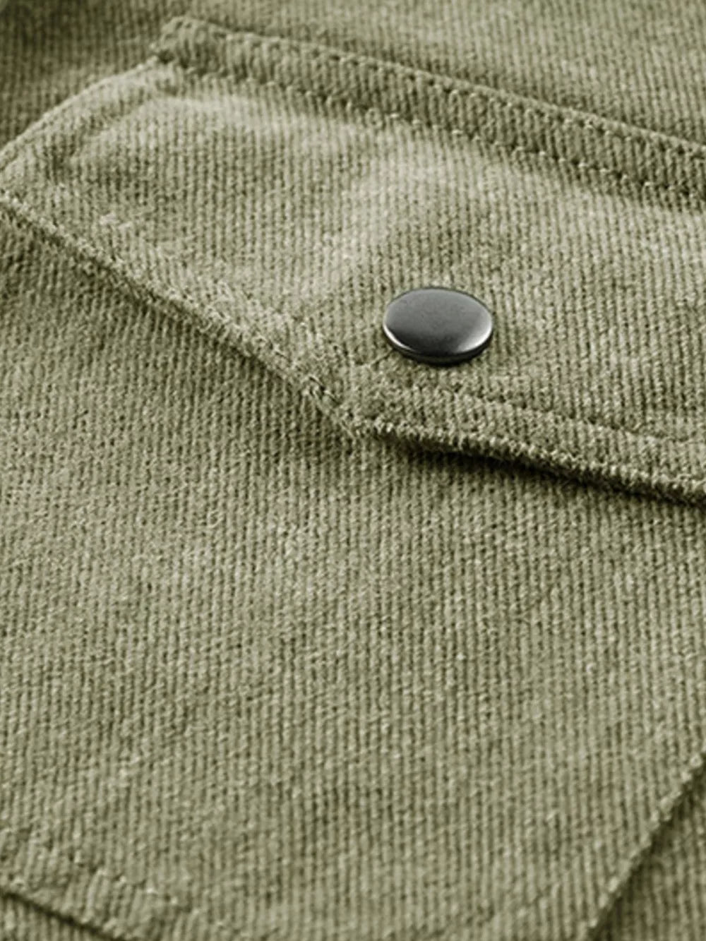 Men's Plus Size Dual Chest Pockets Shacket in Army Green, back view