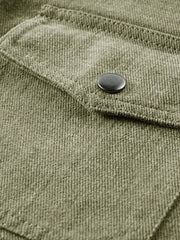 Men's Plus Size Dual Chest Pockets Shacket in Army Green, back view