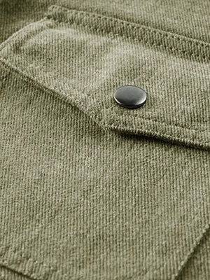 Men's Plus Size Dual Chest Pockets Shacket in Army Green, back view