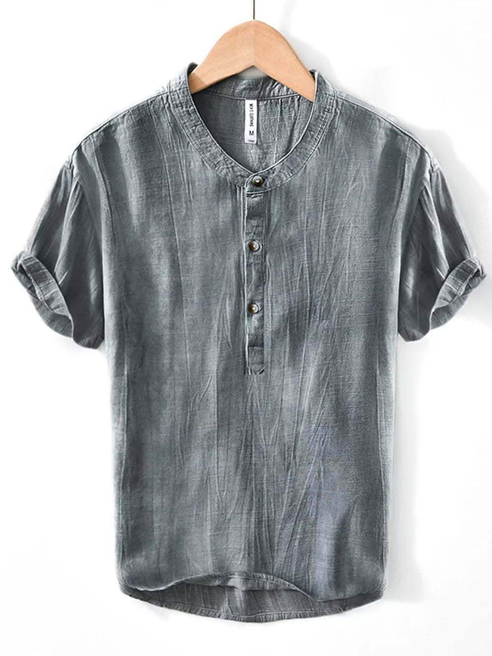 Men's Plus Size Button Detail Short Sleeve Shirt, side view