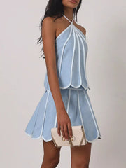 Charming Ruffled Halter Neck Two-piece Set