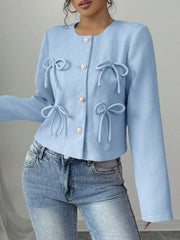 Chic Bow-embellished Cropped Jacket