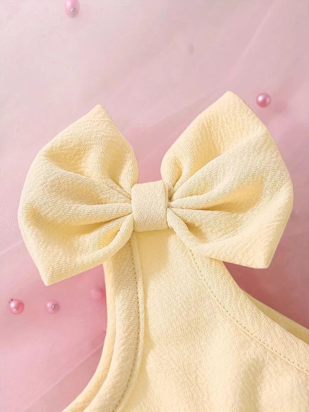 Children's Bow Asymmetrical Shoulder Dress, side view