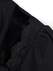 romantic blouse in Navy Blue with mock neck