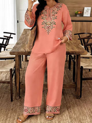 Embroidered Plus-size Two-piece Ensemble