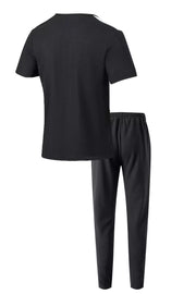 Men's Full Size Lace-up Front Top And Pants Set, model styling view
