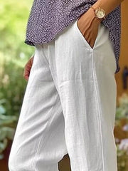 Full Size Casual Wide-leg Pants Plus Size, fabric detail