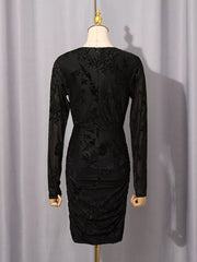 Ruched Long Sleeve Mini Dress in Off-white, editorial view