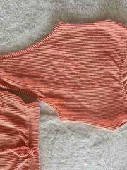 Ribbed Knit Two-piece Bodysuit And Skirt Set