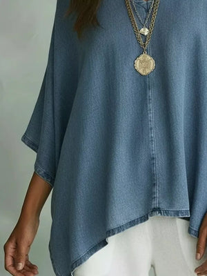 V-neck Batwing Sleeve T-shirt, side view