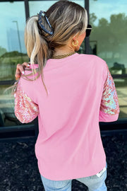 Long Sleeve Sequin Round Neck Pullover Shirt, side view