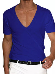 Men's Full Size Deep V-neck T-shirt Plus Size in Khakis, alternate angle