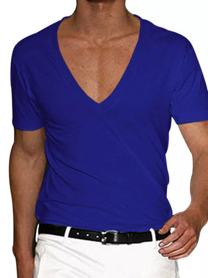 Men's Full Size Deep V-neck T-shirt Plus Size in Khakis, alternate angle