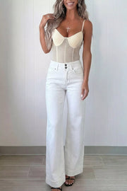 2-button High Waist Wide Leg Jeans, close-up detail