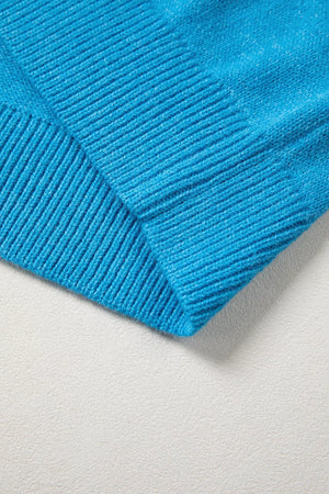 Western Embroidery Drop Shoulder Sweater in Sky Blue, view 11