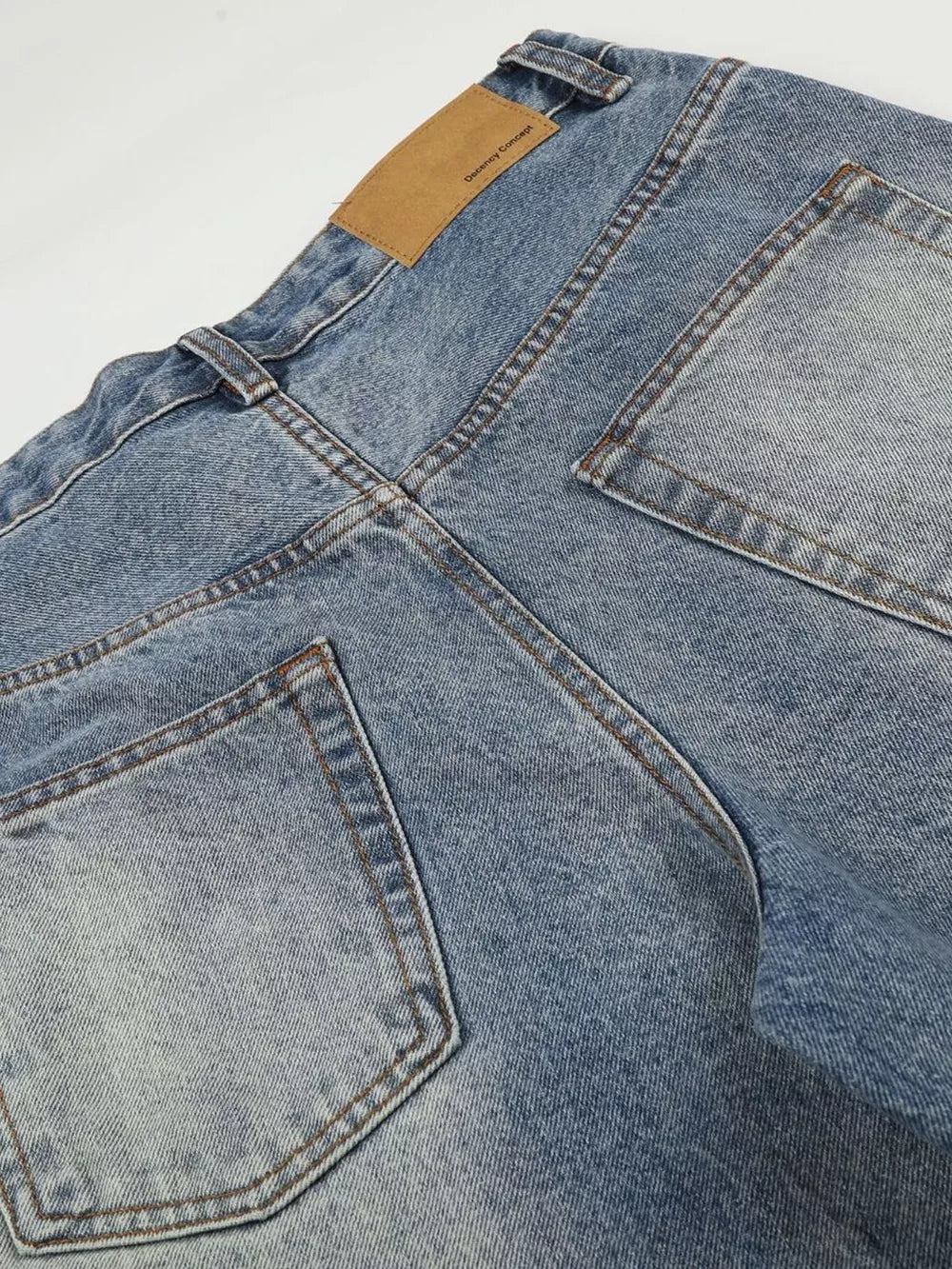Men's Vintage Wash Wide Leg Denim Capris, fit detail