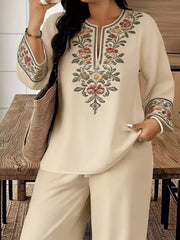 Embroidered Plus-size Two-piece Ensemble