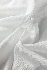 White crinkled texture shirt with button detail