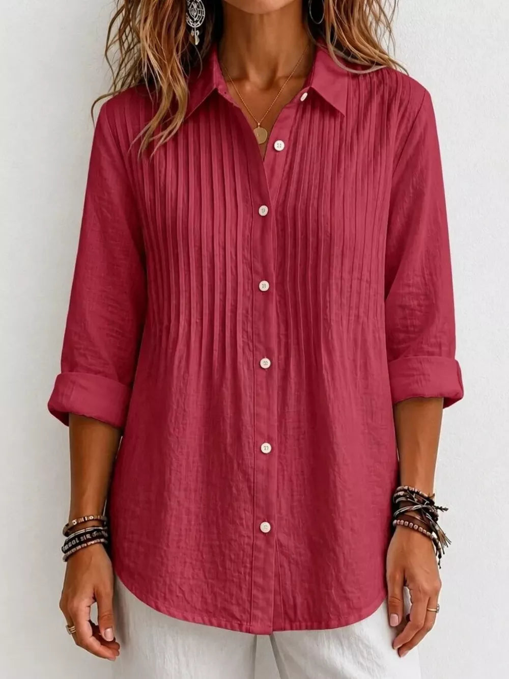 Men's Plus Size Long Sleeve Button-up Shirt, alternate angle