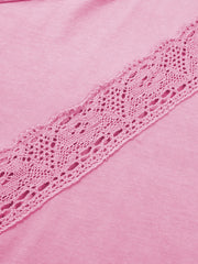 Pink cotton t-shirt with lace trim detail