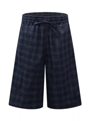 Men's Plaid Wide-leg Drawstring Shorts, front view
