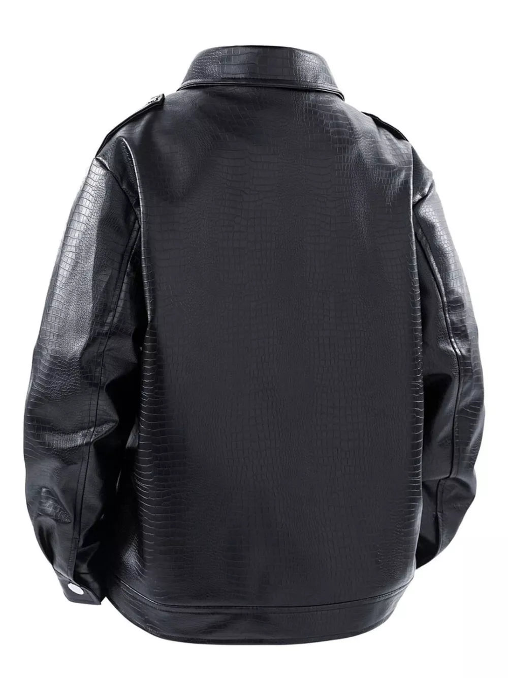 Men's Plus Size Lapel Collar Long Sleeve Outerwear in Black, model styling view