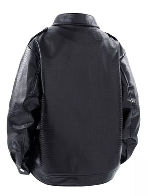 Men's Plus Size Lapel Collar Long Sleeve Outerwear in Black, model styling view