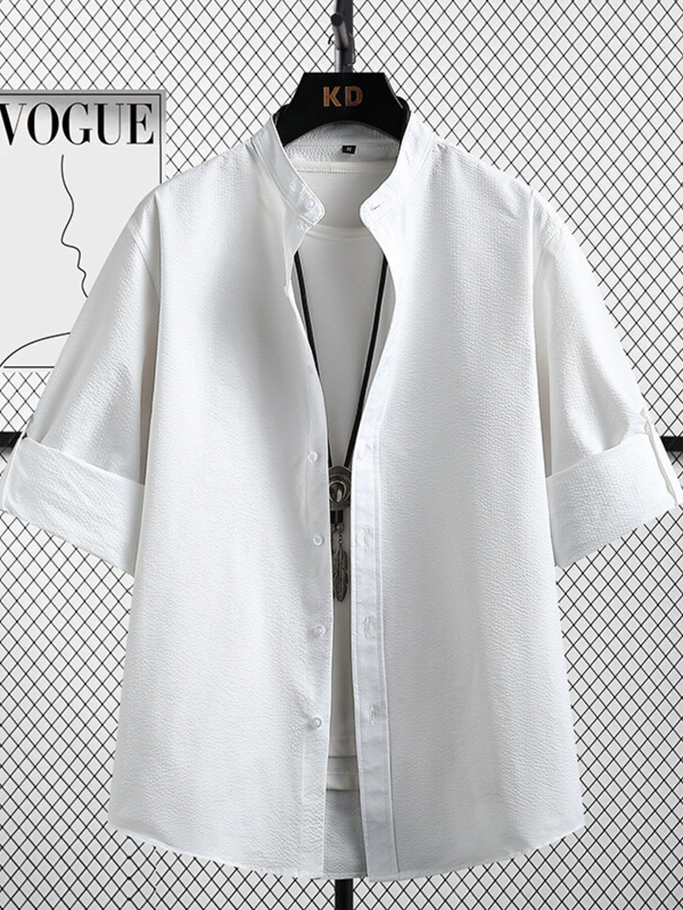 Relaxed Three-quarter Sleeve Men's Shirt