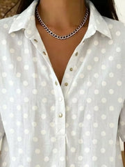 Full Size Polka Dot Short Sleeve Shirt Plus Size, product detail