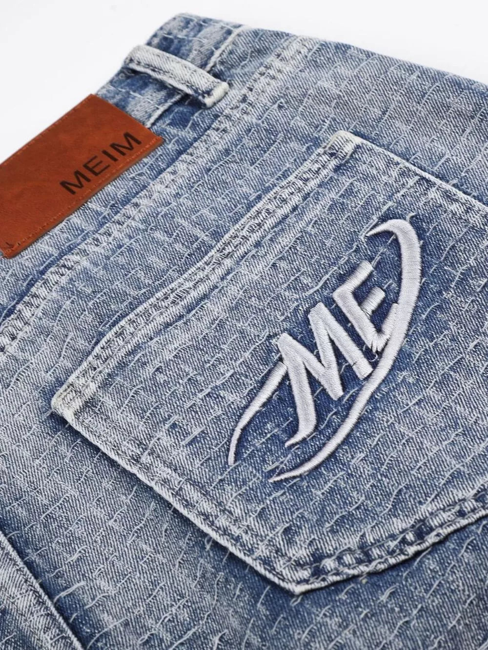 Men's Wide Leg Denim Capris in Blue, back view
