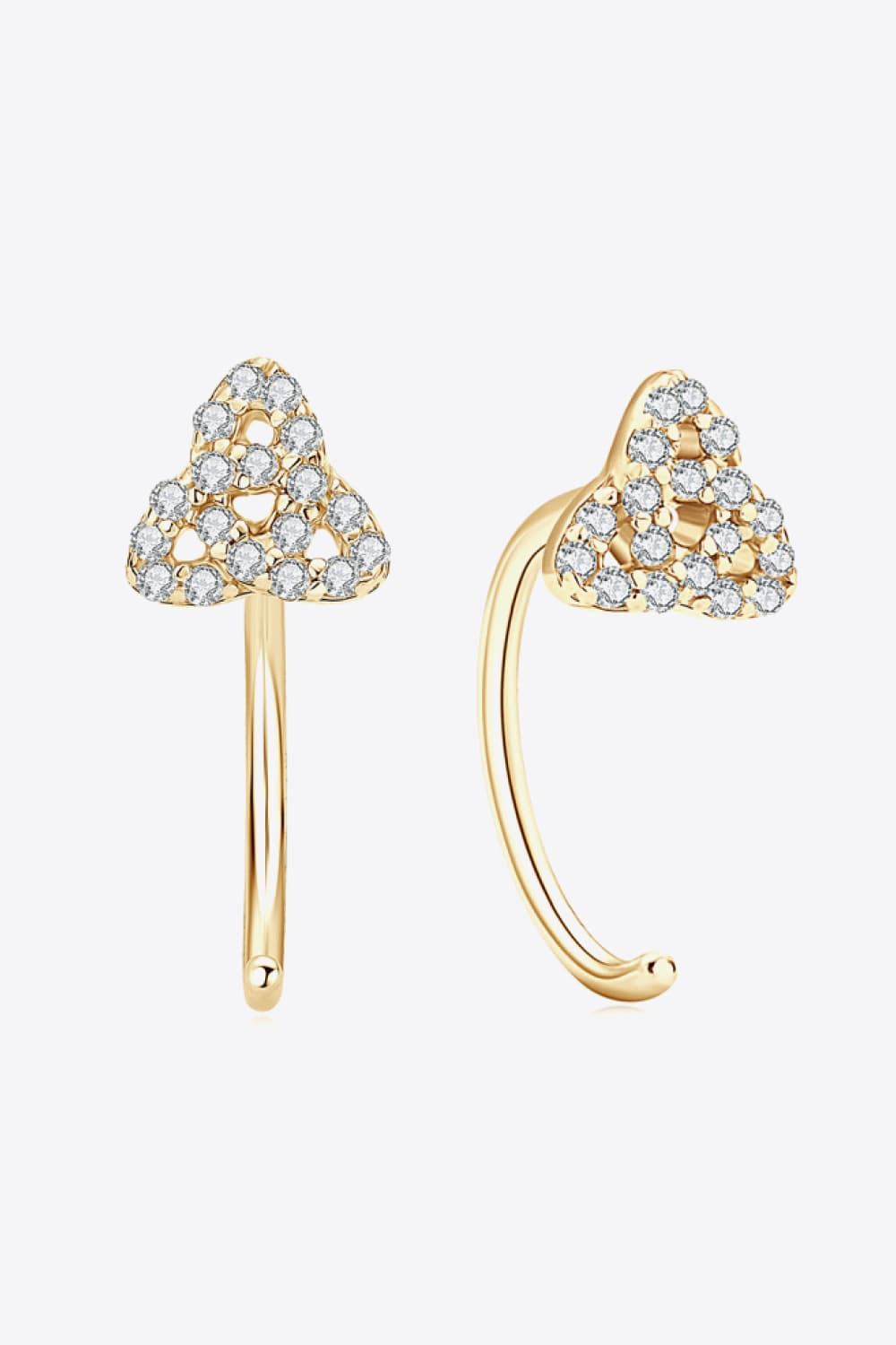 Gold diamond-dusted crescent ear climbers with a celestial design