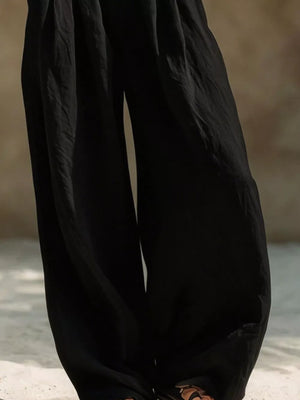 Full Size Elastic Waistband Wide Leg Pants in Beige, product detail