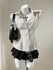 Polka Dot Cap Sleeve Blouse, front view