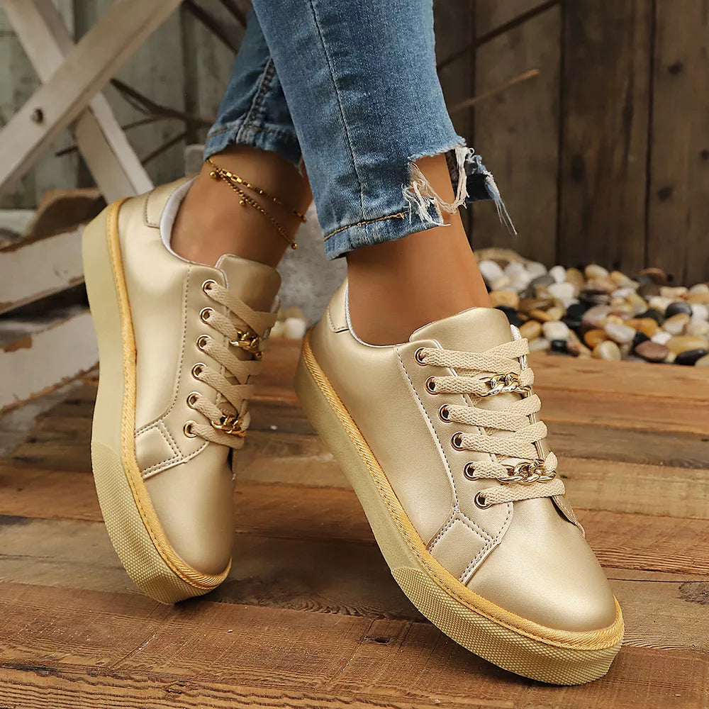 Round Toe Platform Sneakers in White, view 13