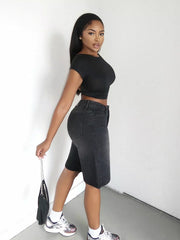 Effortless High-waisted Denim Shorts