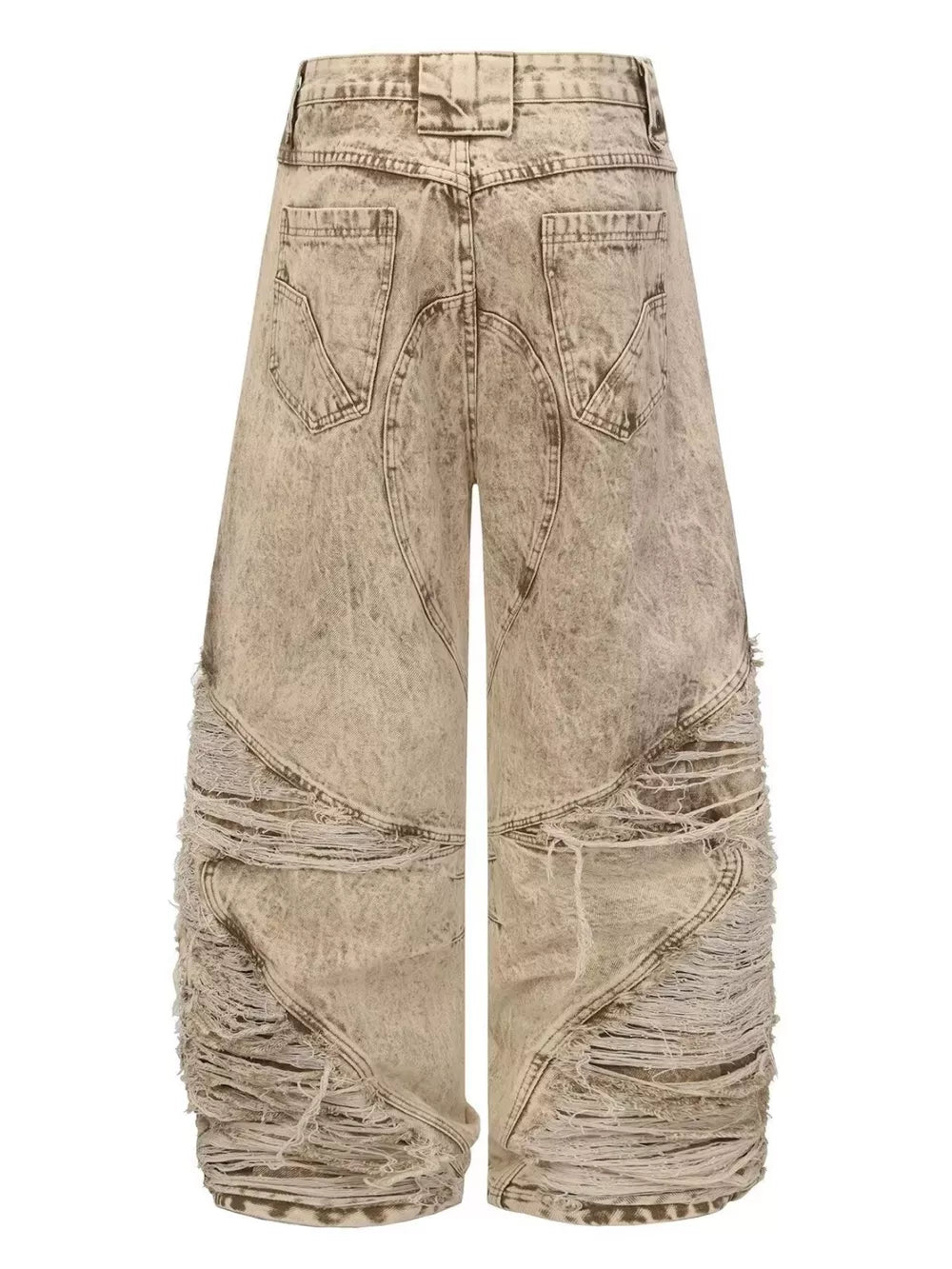 Men's Distressed Wide-leg Jeans Plus Size in Khaki, side view