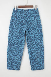 Leopard Print Barrel Leg Jeans, product detail