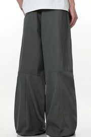 Men's wide leg cargo pants in army green with a relaxed fit.