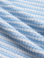Blue and white striped maternity wide leg pants fabric detail