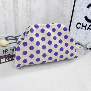 Polka Dot Knit Clutch Bag, fabric detail