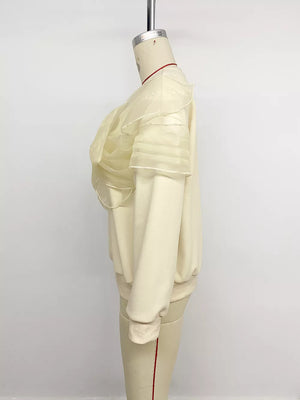 Bow Round Neck Long Sleeve Sweatshirt, close-up detail