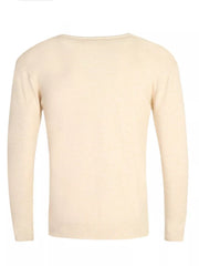 Men's Plus Size Solid Color Long Sleeve Knit Top in Navy, model styling view
