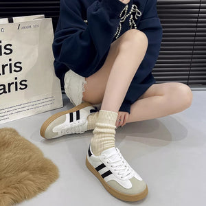 Round Toe Lace Up Sneakers in Black, fabric detail
