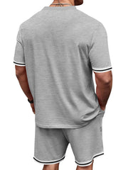 Casual Striped Tee And Shorts Ensemble