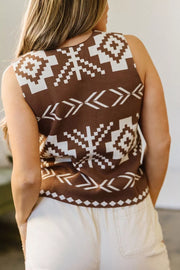 Western Geometric Sleeveless Knit Sweater Vest, alternate angle