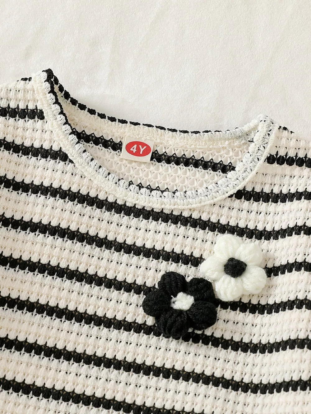 Children's Striped Round Neck Top And Shorts Set, side view