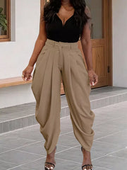 High-waisted Pleated Drape Pants in Black, product detail