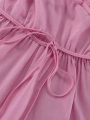 Frilled V-neck Tie-waist Maxi Dress