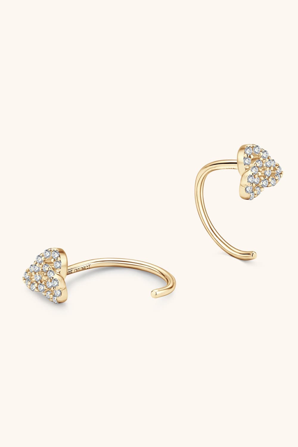 Gold ear climbers with diamond-dusted crescent shape