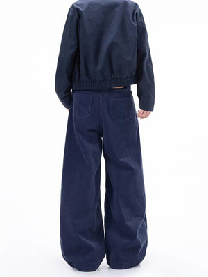 Men's blue corduroy wide leg sweatpants with back pockets.